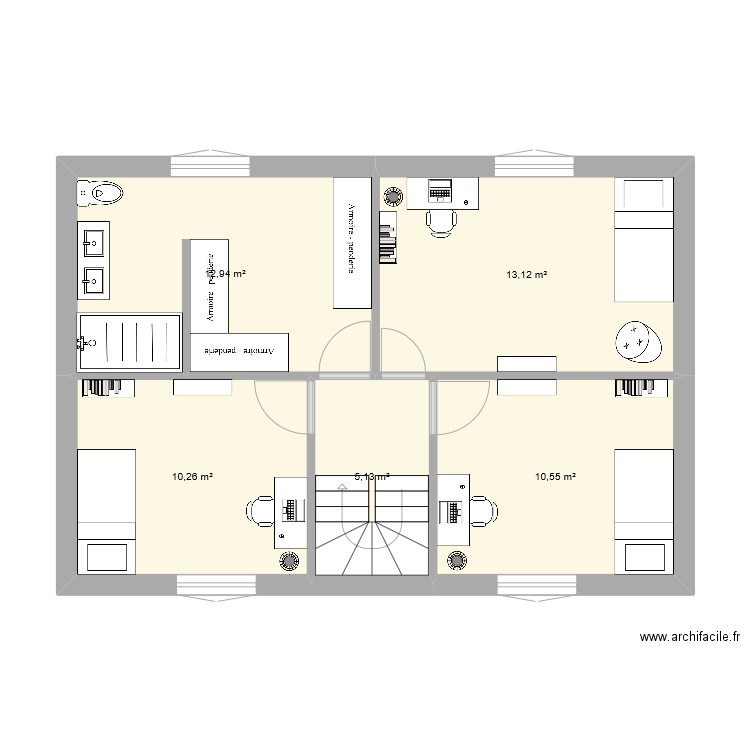 Pièce. Plan de 5 pièces et 52 m2