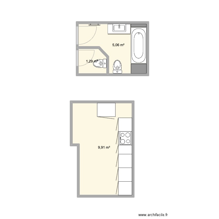 Abbeville plans. Plan de 3 pièces et 16 m2