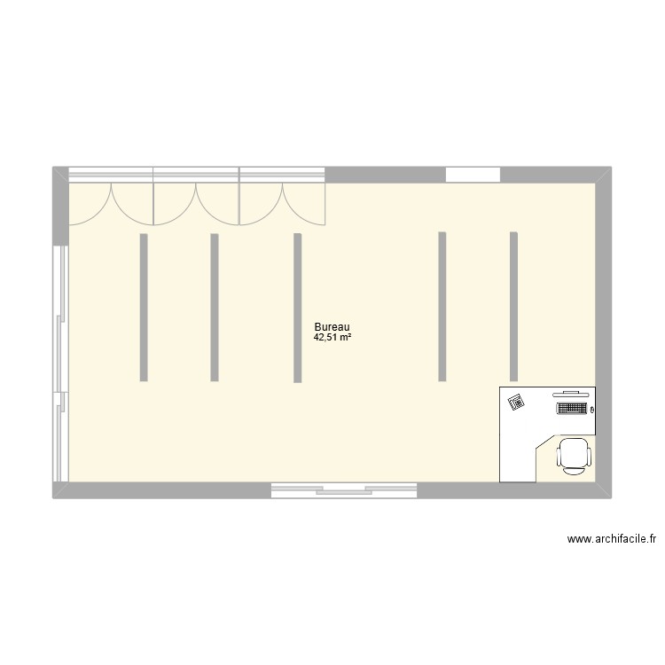 stage . Plan de 1 pièce et 43 m2