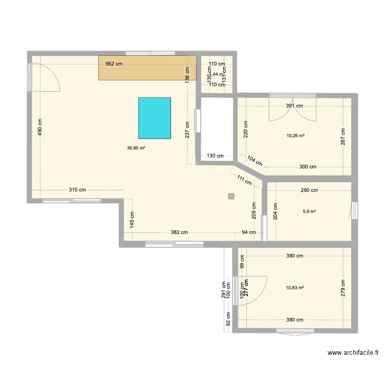 Ostal Avelana. Plan de 5 pièces et 65 m2