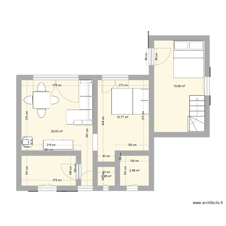 LES RESSUINTES. Plan de 5 pièces et 47 m2