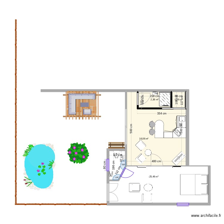 Kathia Bureau. Plan de 4 pièces et 21 m2