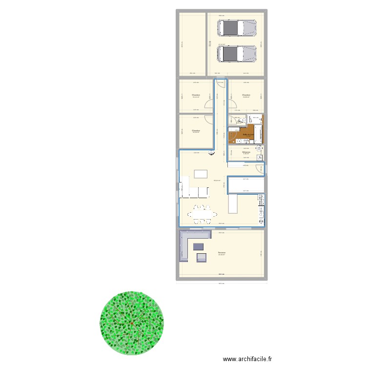 V001. Plan de 9 pièces et 185 m2