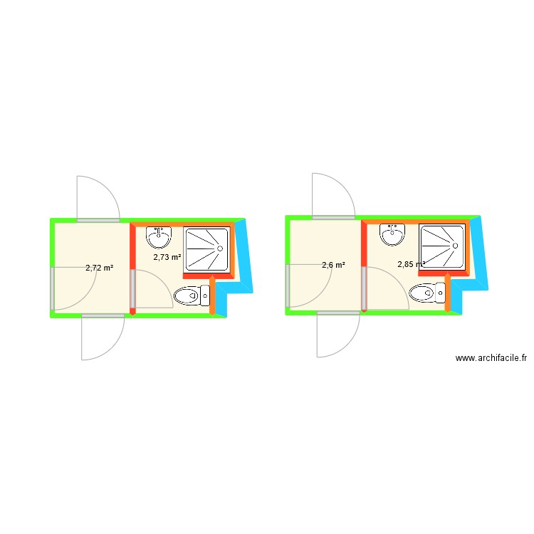 Salle d'eau - Appartement 149 Carreterie - Avignon . Plan de 4 pièces et 11 m2