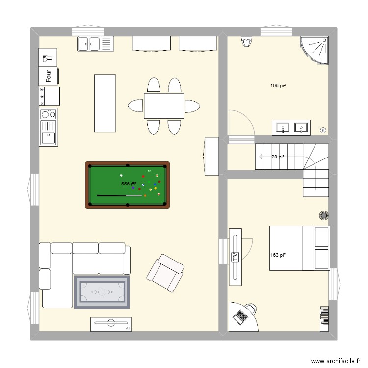 Vrai plan. Plan de 4 pièces et 79 m2