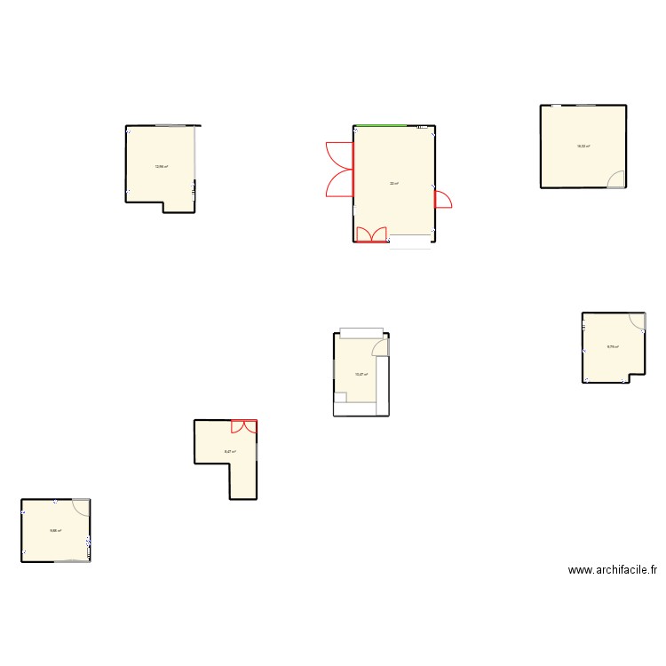 Maison Saint Hilaire. Plan de 7 pièces et 90 m2