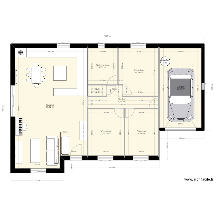 Maison. Plan de 8 pièces et 115 m2