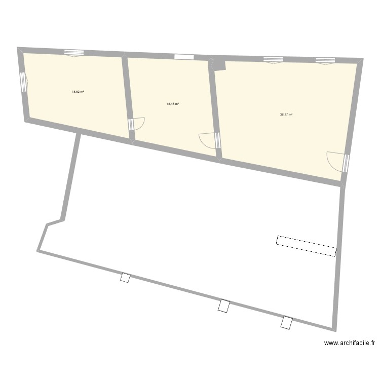 alaeli. Plan de 3 pièces et 73 m2