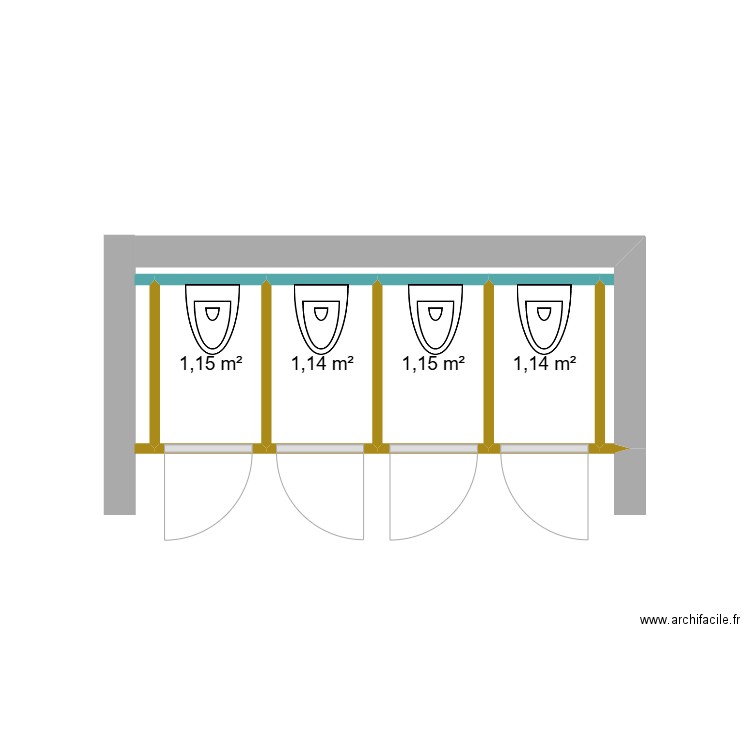 ECOLE Toilettes APS. Plan de 4 pièces et 5 m2