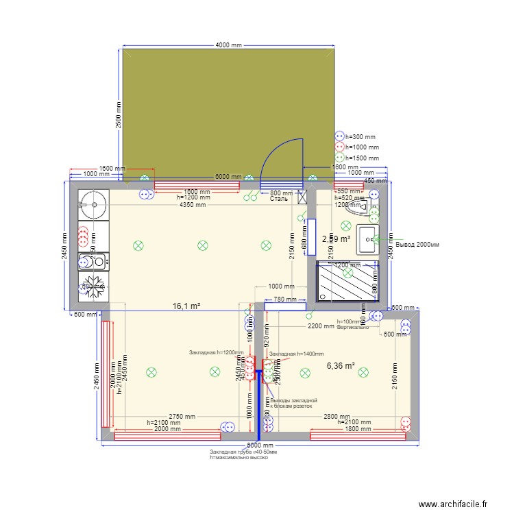 Яншино эл. Plan de 4 pièces et 34 m2