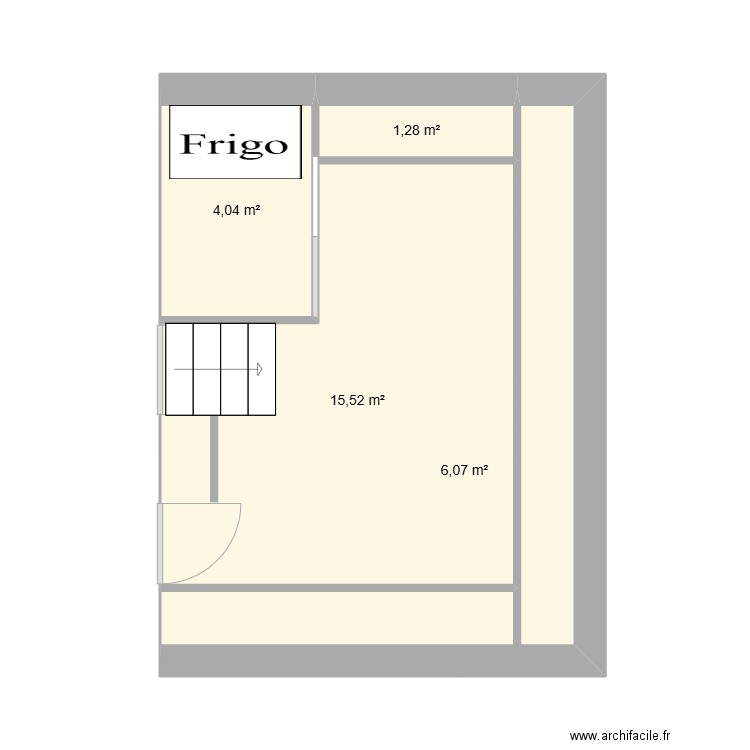 cuisine. Plan de 4 pièces et 27 m2