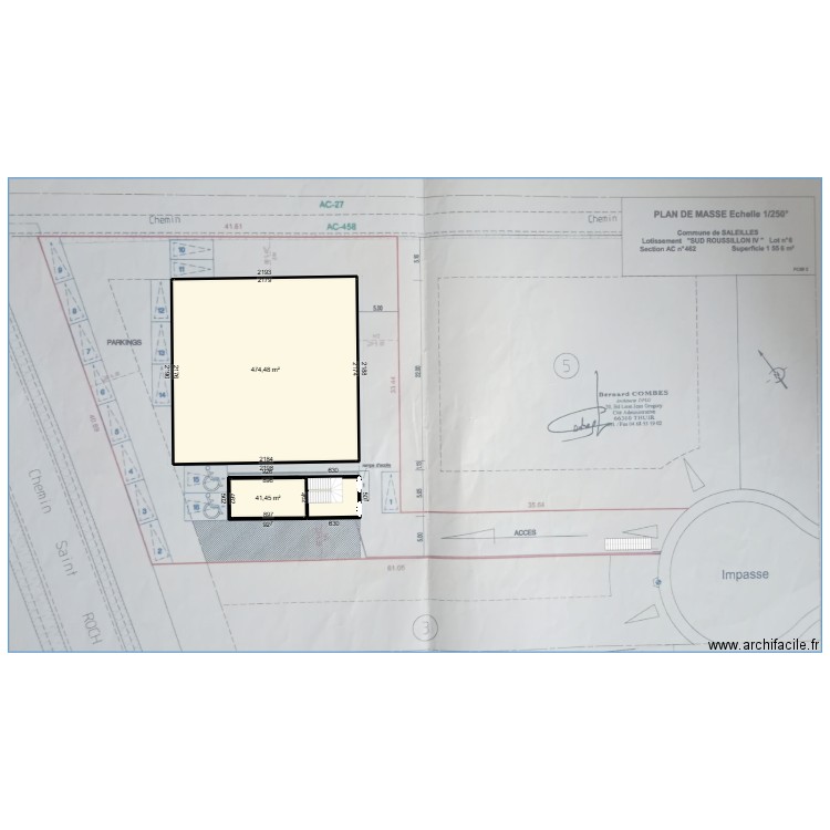 PLAN AVEC ESCALIER QUART TOURNANT. Plan de 3 pièces et 544 m2