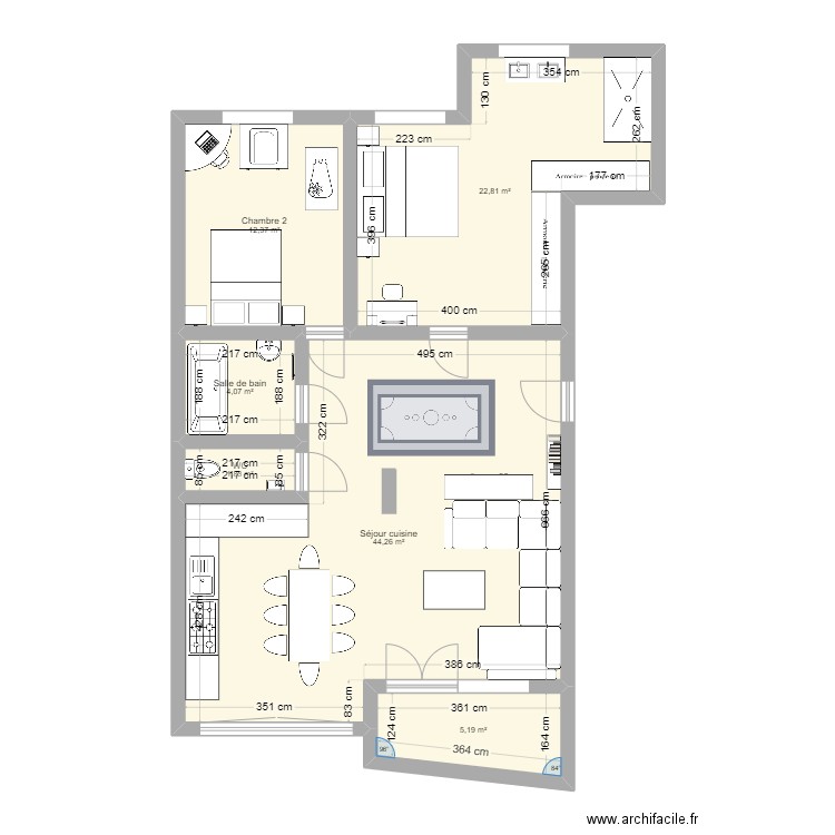 Tete d'Or. Plan de 6 pièces et 91 m2