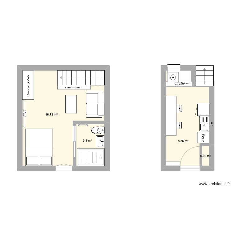 MDB FRERES LUMIERES. Plan de 5 pièces et 29 m2