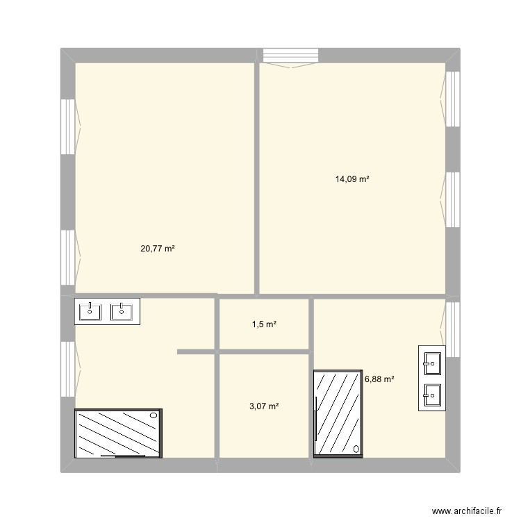 Steph. Plan de 5 pièces et 46 m2