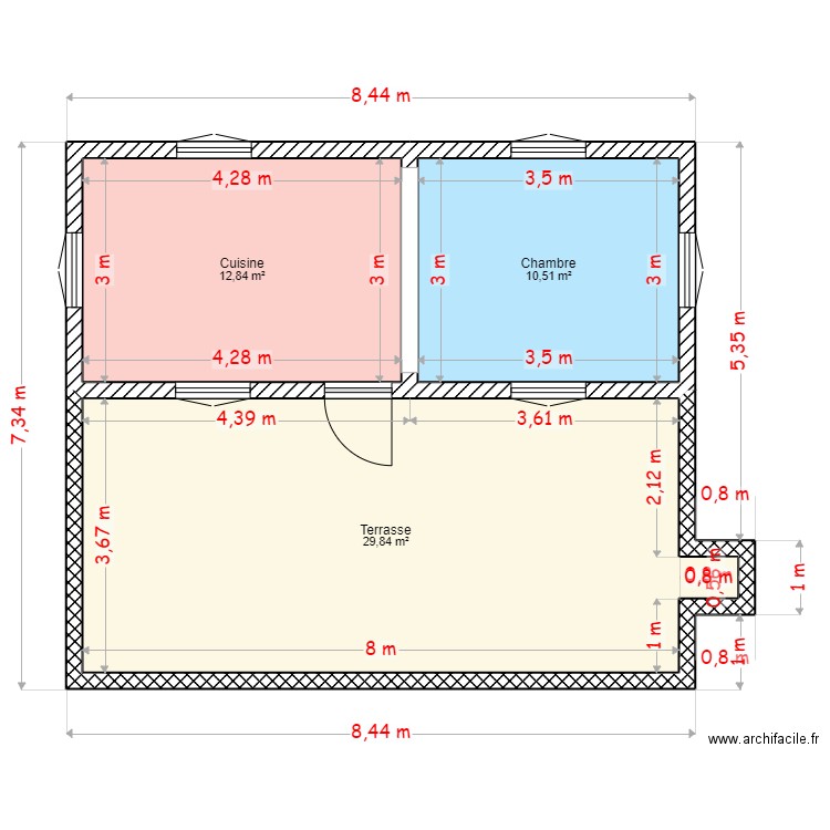 Plan trano duval nasa r+1. Plan de 3 pièces et 53 m2