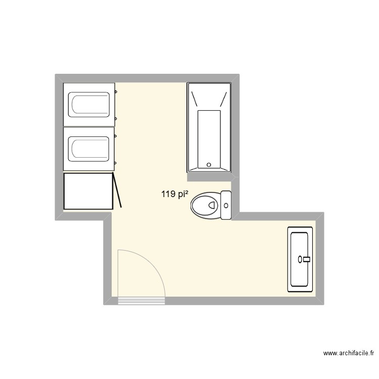 salle de bain haut. Plan de 1 pièce et 10 m2