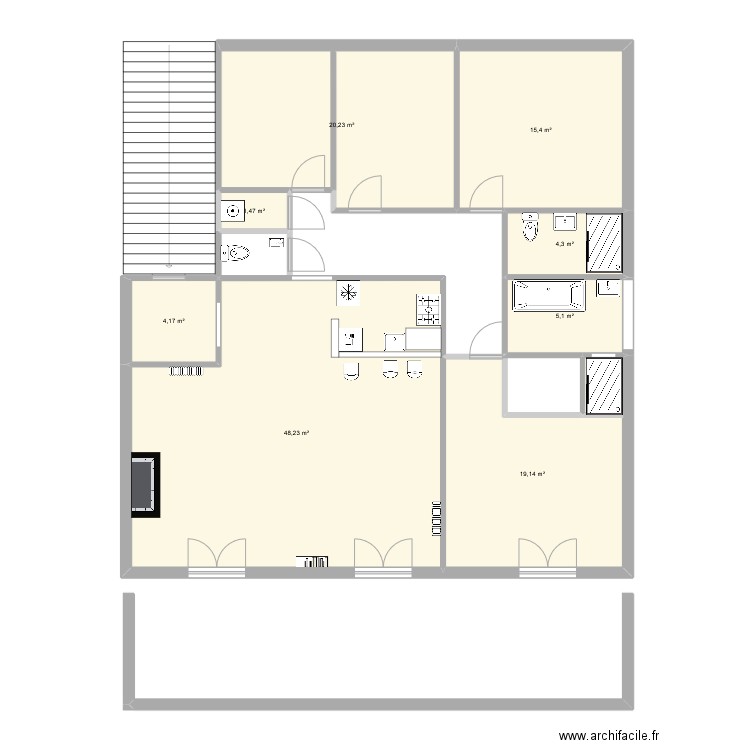 bureau cannes 1er étage. Plan de 8 pièces et 118 m2