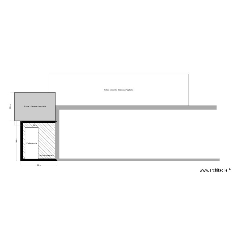 Vue avant. Plan de 1 pièce et 6 m2