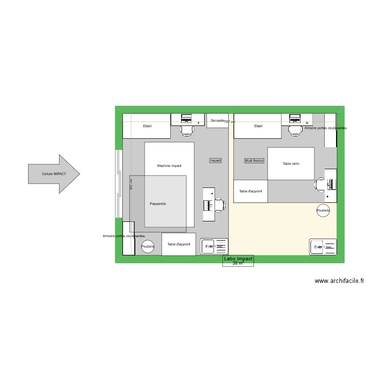 Labo  d'Impact . Plan de 1 pièce et 38 m2