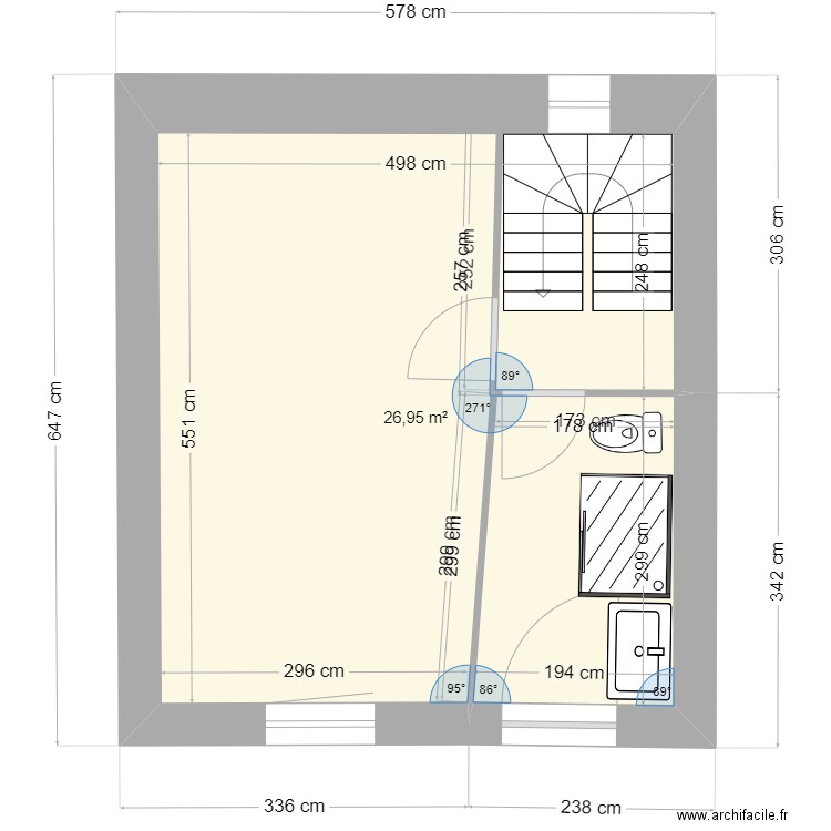 Maison XElle1. Plan de 1 pièce et 27 m2