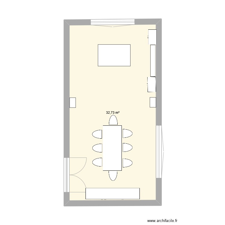 salle à manger. Plan de 1 pièce et 33 m2