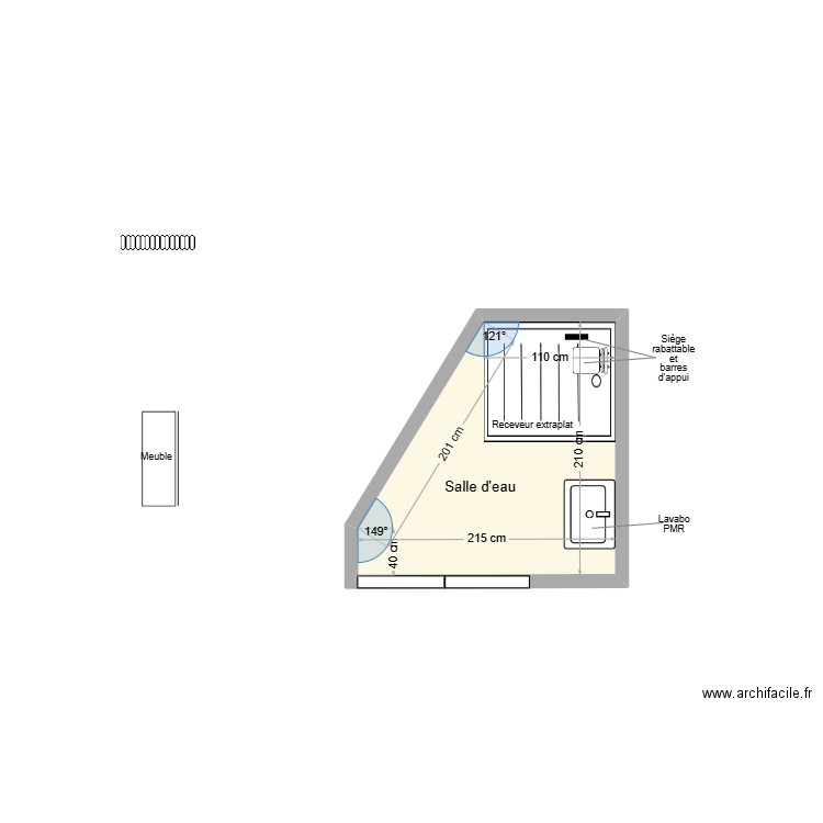 DOLIS SDB Adaptation 1. Plan de 1 pièce et 4 m2