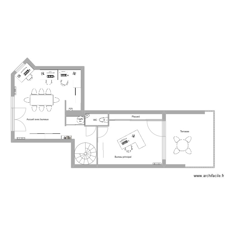 Joint meublé. Plan de 6 pièces et 69 m2