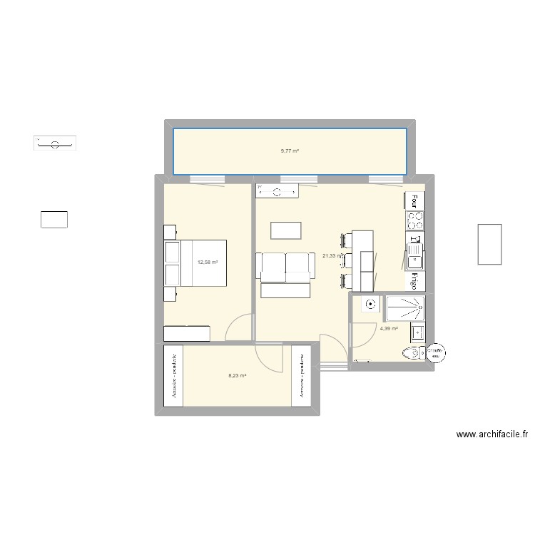 samatan. Plan de 5 pièces et 56 m2