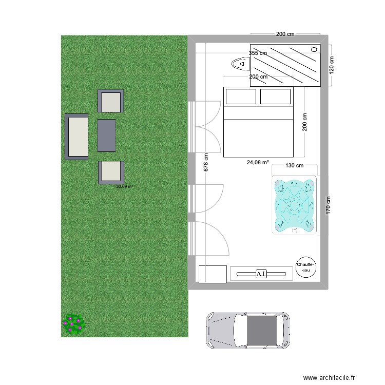 Projet LA BOISSE . Plan de 1 pièce et 24 m2