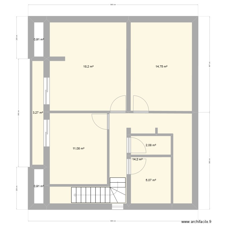 PCO-VA-ETAGE. Plan de 9 pièces et 70 m2