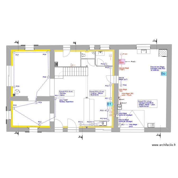 RDC_Electricité_Prise_V2. Plan de 1 pièce et 154 m2