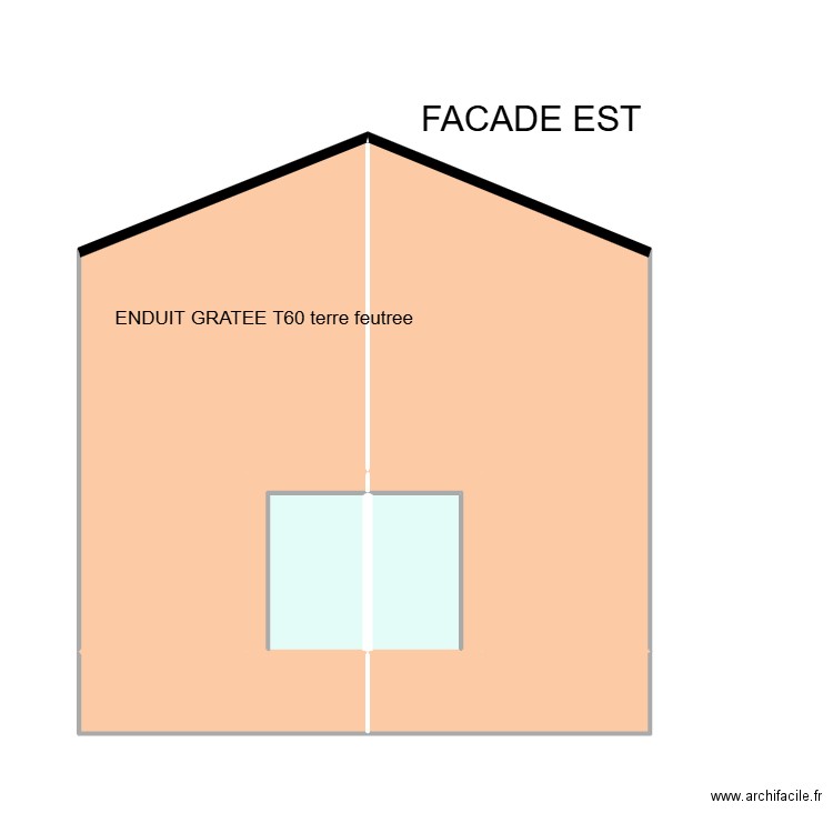 facade est. Plan de 8 pièces et 48 m2