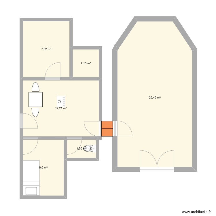 Projet. Plan de 6 pièces et 60 m2