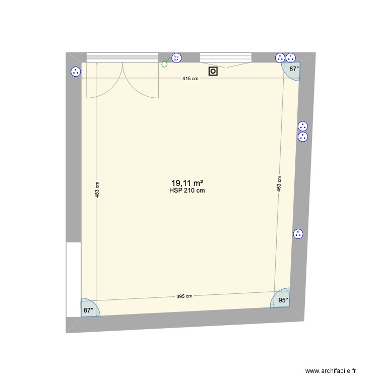 cuisine St Georges. Plan de 1 pièce et 19 m2