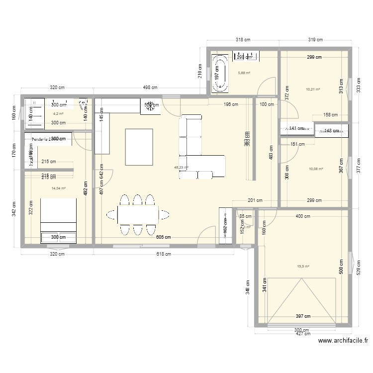 Maison L2. Plan de 8 pièces et 114 m2