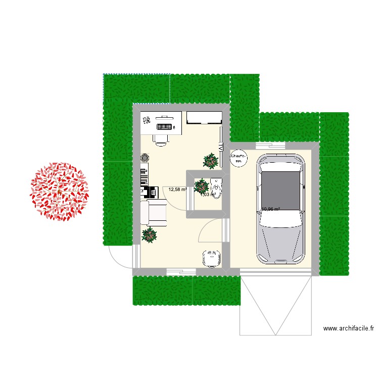 bureau. Plan de 3 pièces et 25 m2