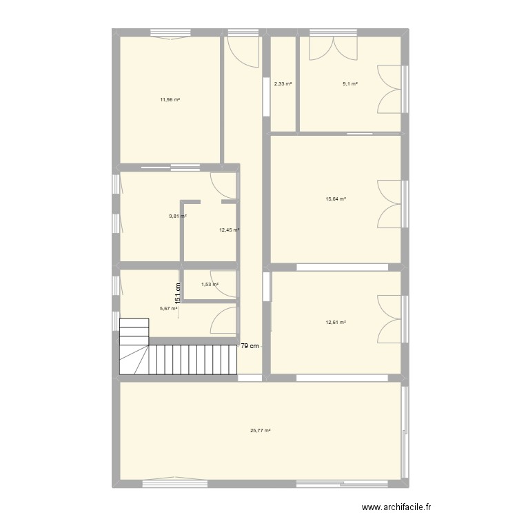 étaules V4. Plan de 11 pièces et 152 m2