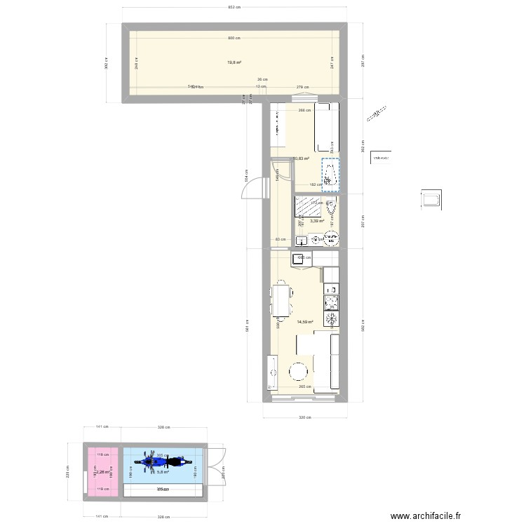 Plan 3. Plan de 6 pièces et 57 m2