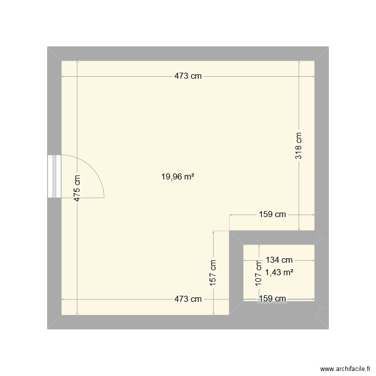 plan1. Plan de 2 pièces et 21 m2