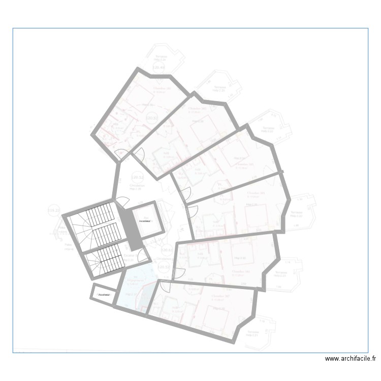 ROB R+5. Plan de 8 pièces et 161 m2