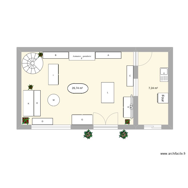 Régaltoi alex campus. Plan de 2 pièces et 34 m2