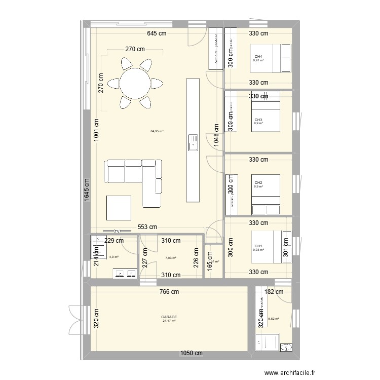 VALOGNES 3. Plan de 10 pièces et 148 m2