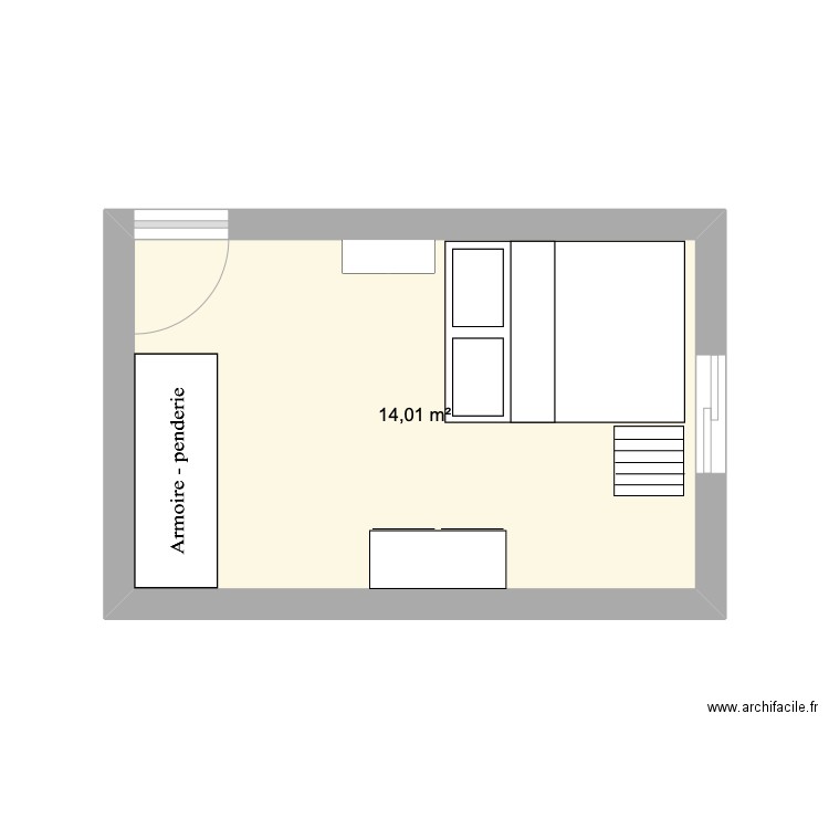 Chambre FRÉDÉRIC. Plan de 1 pièce et 14 m2