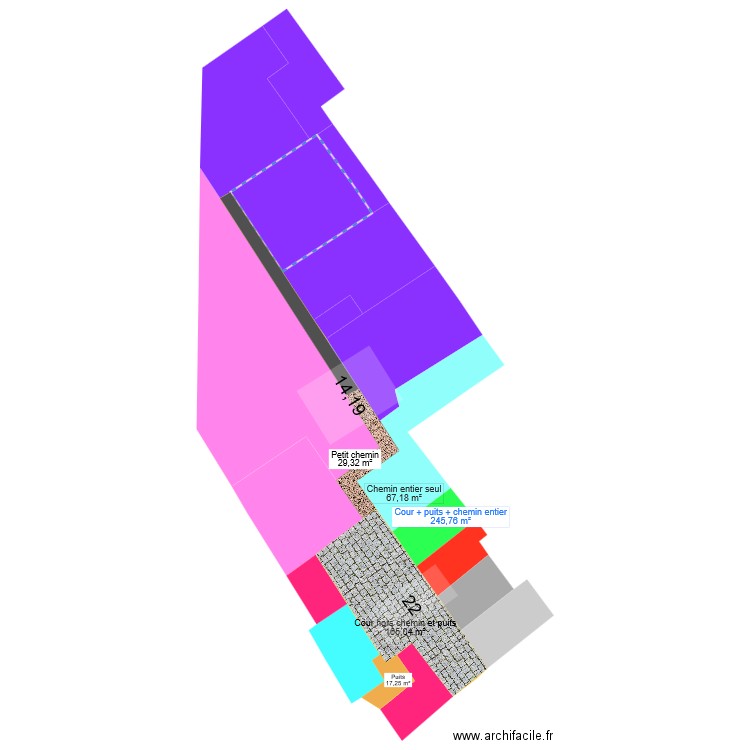 surface cour et chemin entier. Plan de 0 pièce et 0 m2