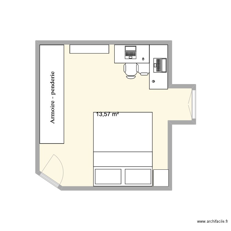 chambre essai 1. Plan de 1 pièce et 14 m2