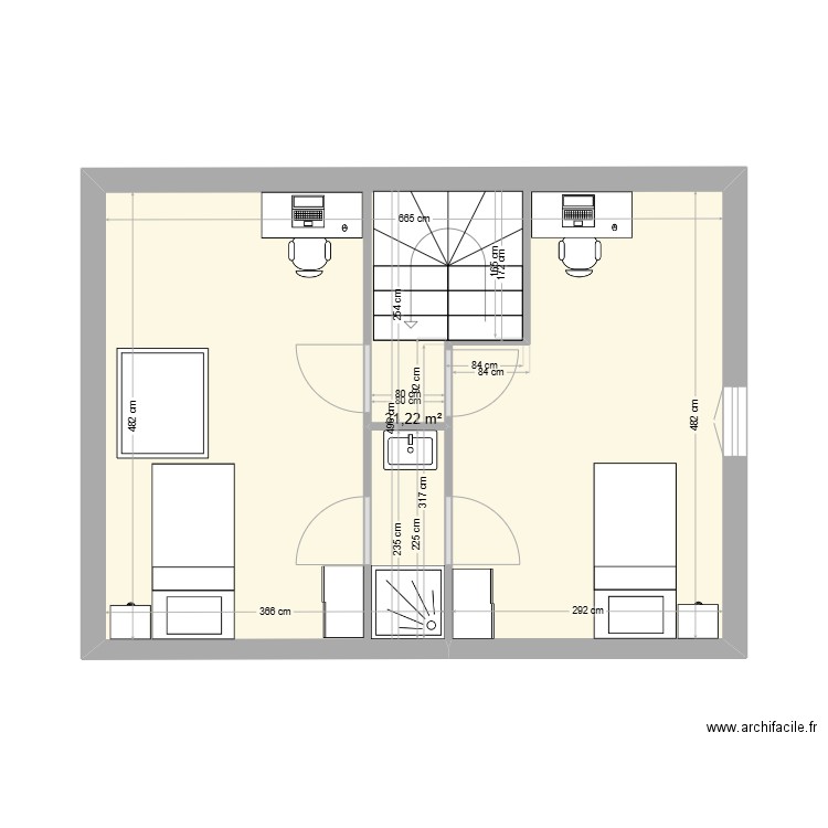 Cailly etage 2 projet. Plan de 1 pièce et 31 m2