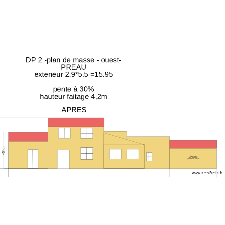 DP2- plan de masse -OUEST-  cpréau apres. Plan de 0 pièce et 0 m2