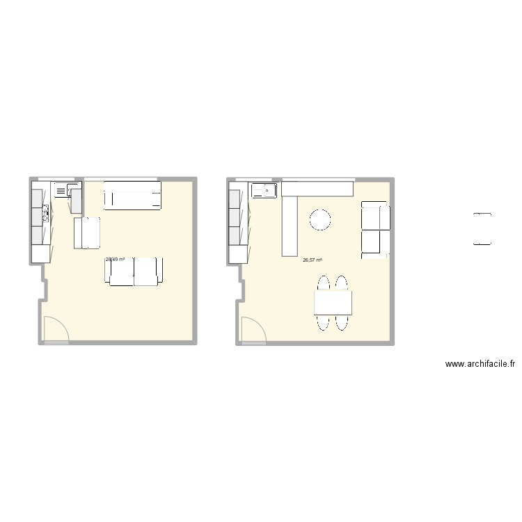 Pyrénées. Plan de 2 pièces et 53 m2