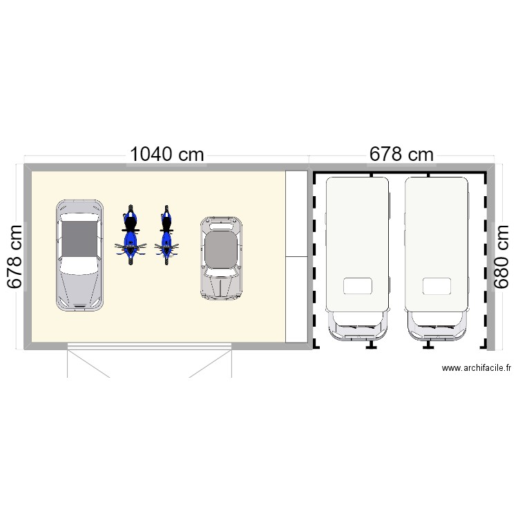 garage. Plan de 1 pièce et 63 m2